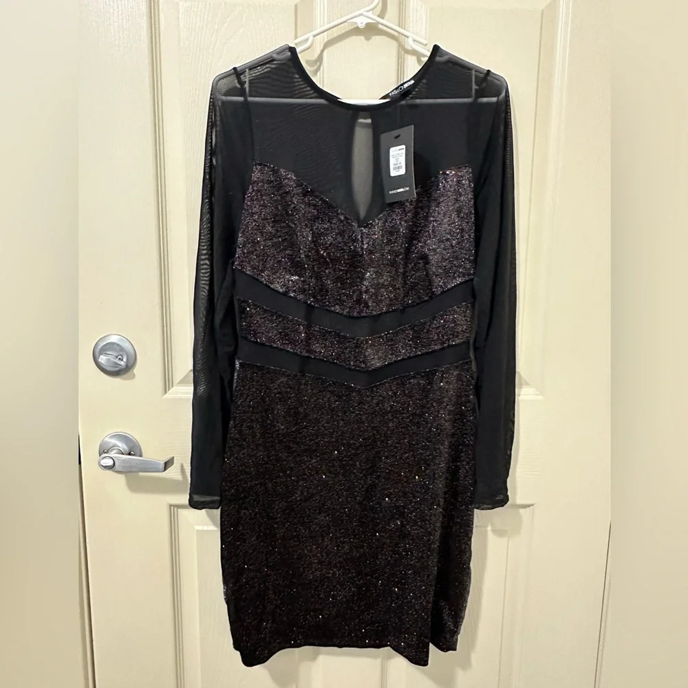 NWT Fashion Novs Meet Me After Dark Velvet Mini Dress Size 1X - Picture 2 of 5